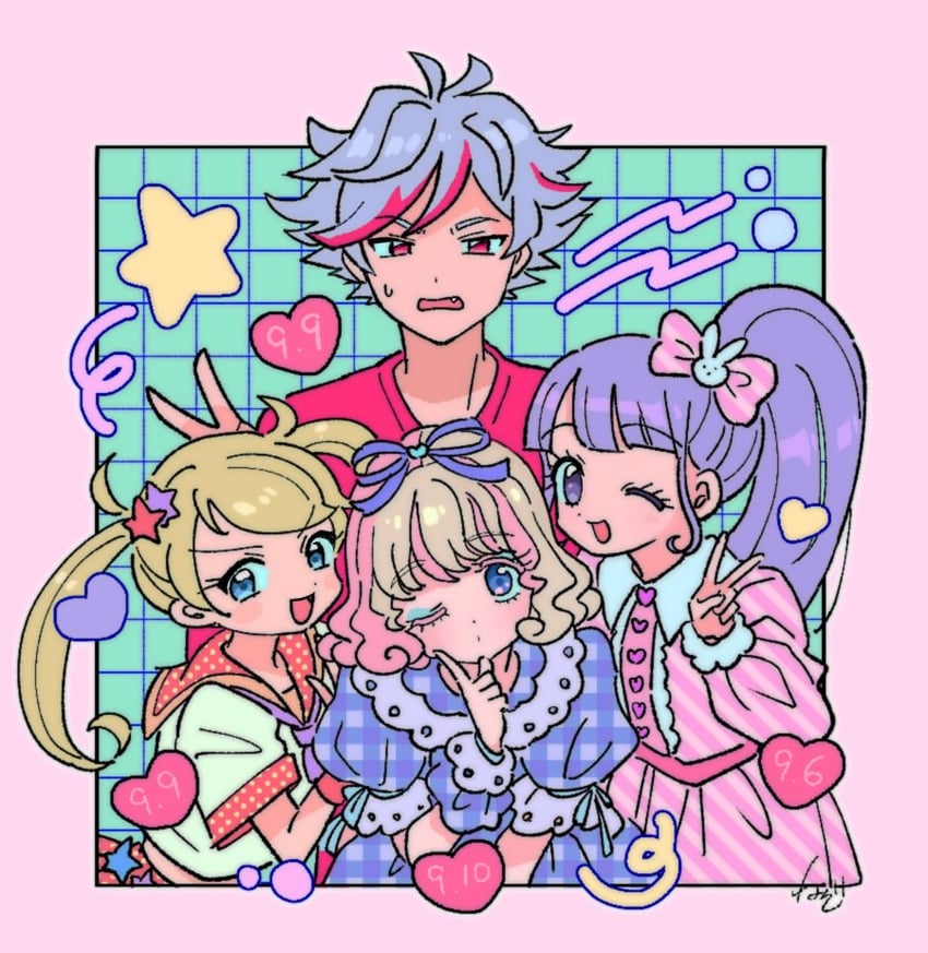 manaka non, amauri miruki, moegi emo, and ooedo shinya (pretty series and 4 more) drawn by rituyama1