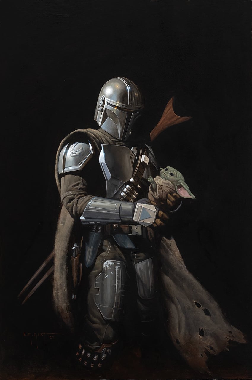 grogu and din djarin (star wars and 1 more) drawn by erik_gist