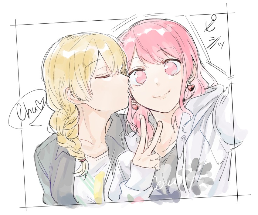 maruyama aya and shirasagi chisato (bang dream!) drawn by toukyuu