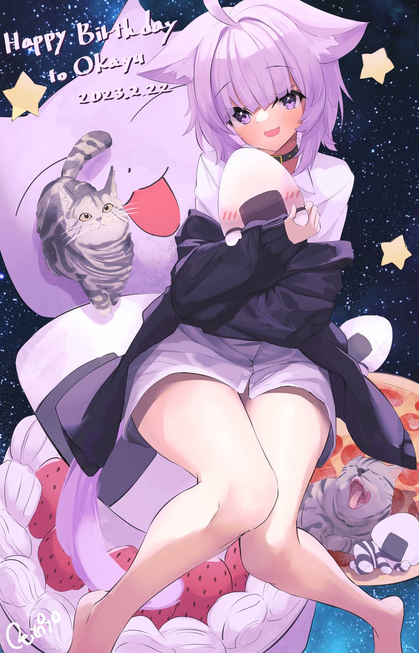 nekomata okayu, onigirya, and temari (hololive) drawn by reitou_mkn