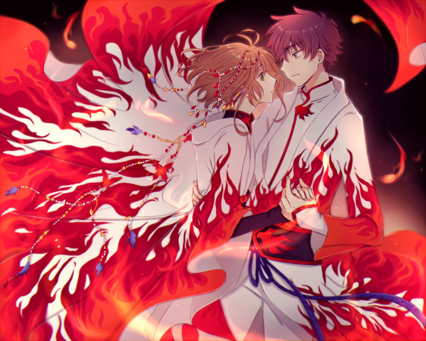 sakura hime and xiaolang (tsubasa chronicle) drawn by corokuro