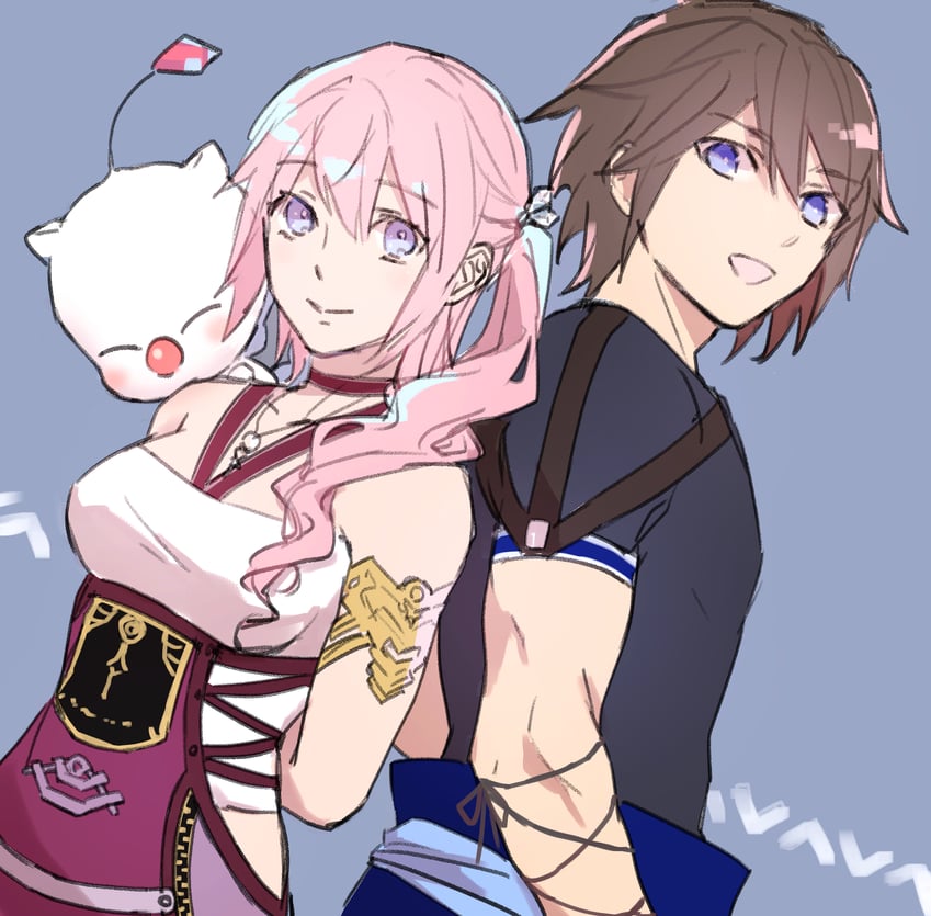 moogle, serah farron, and noel kreiss (final fantasy and 2 more) drawn by hamagurihime