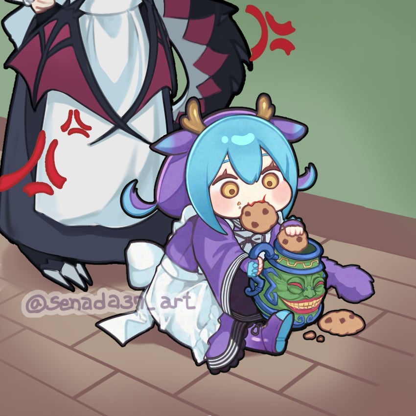 laundry dragonmaid, house dragonmaid, and pot of greed (yu-gi-oh!) drawn by senada37