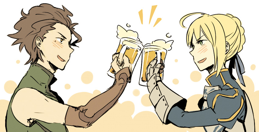 artoria pendragon, saber, and diarmuid ua duibhne (fate and 1 more) drawn by ai-wa