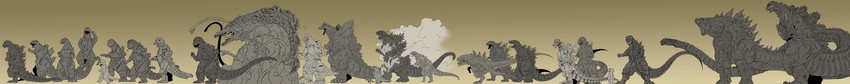 godzilla, mechagodzilla, kiryu, biollante, burning godzilla, and 6 more (shin godzilla and 2 more) drawn by angeldust