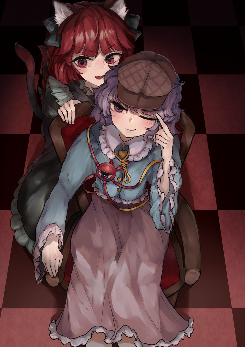 komeiji satori and kaenbyou rin (touhou and 1 more) drawn by nanaironokabi