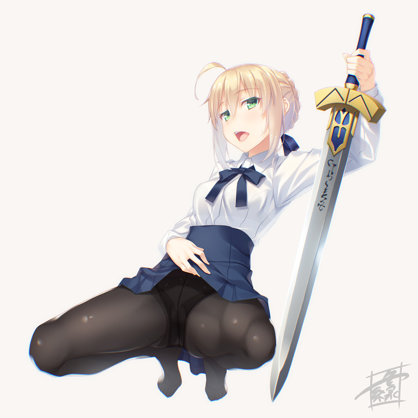 artoria pendragon and saber (fate and 1 more) drawn by kazushiki_midori