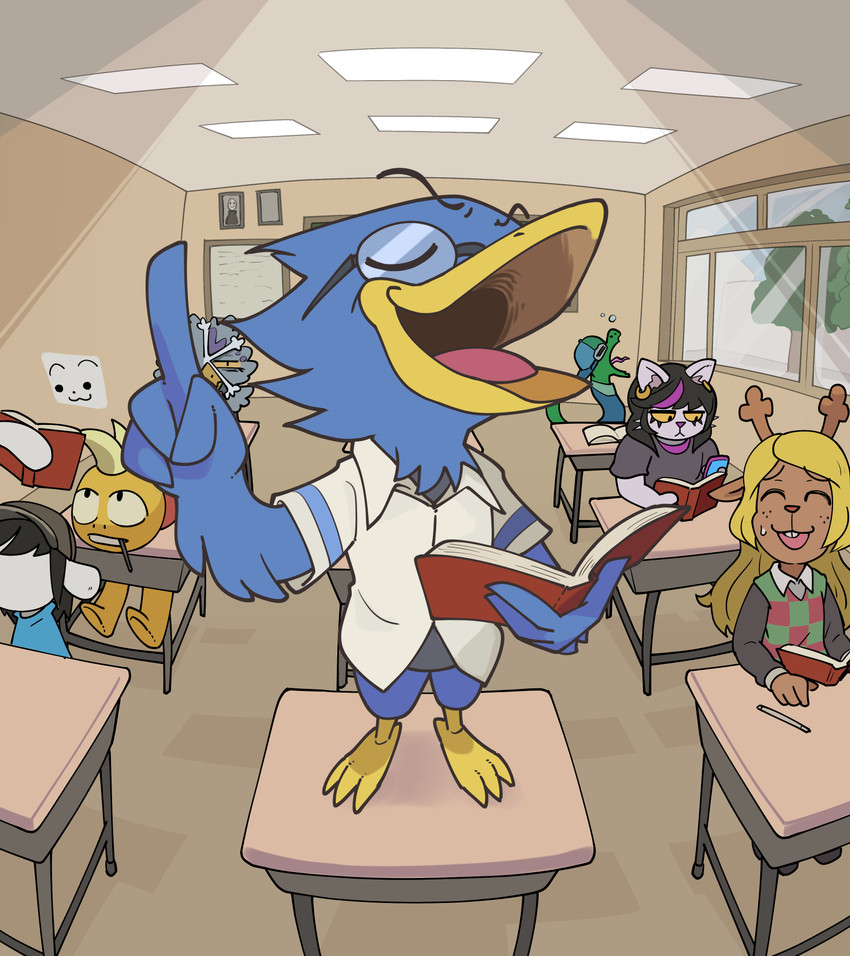 noelle holiday, temmie, w.d. gaster, monster kid, berdly, and 3 more (deltarune) drawn by houten_(dre_a_mer)