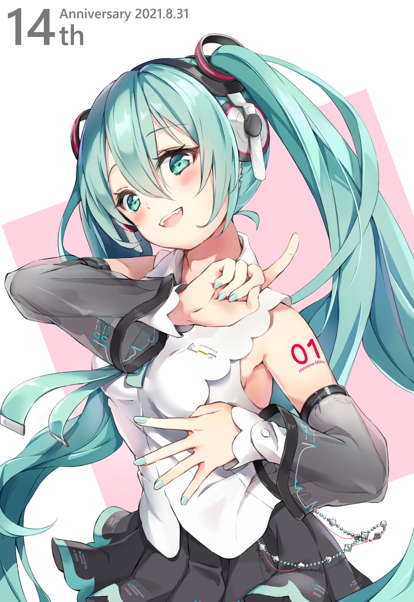 hatsune miku (vocaloid and 1 more) drawn by fuwashima