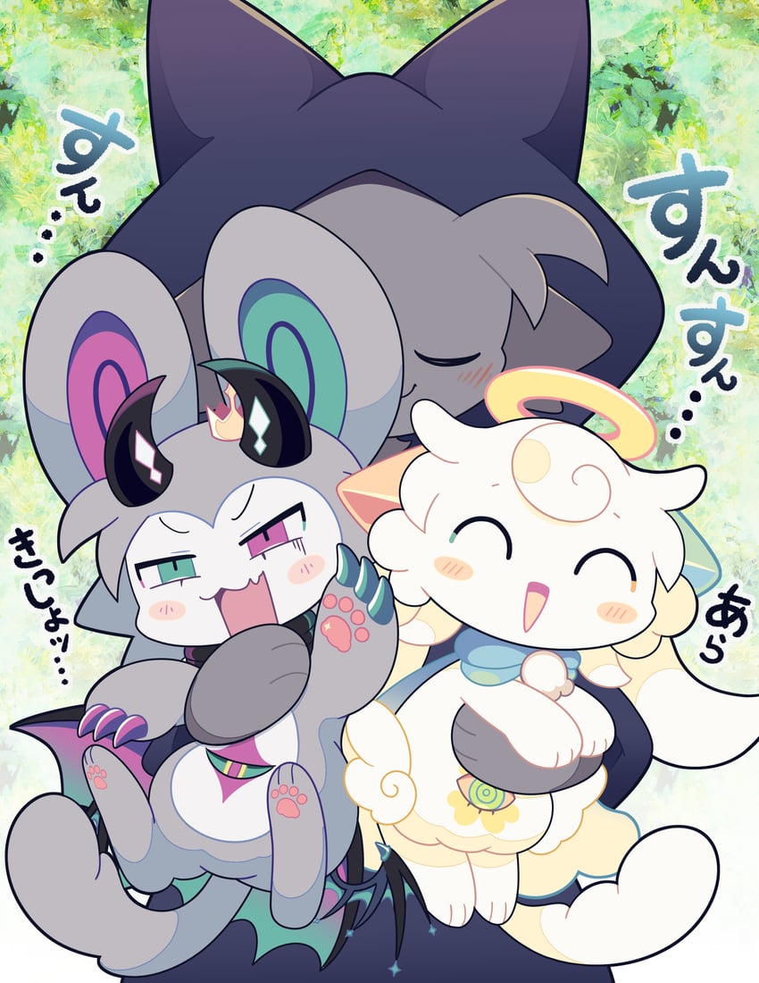 devilun, kupyadel, and summoner (makemon! and 1 more) drawn by yoyoinoyoshi