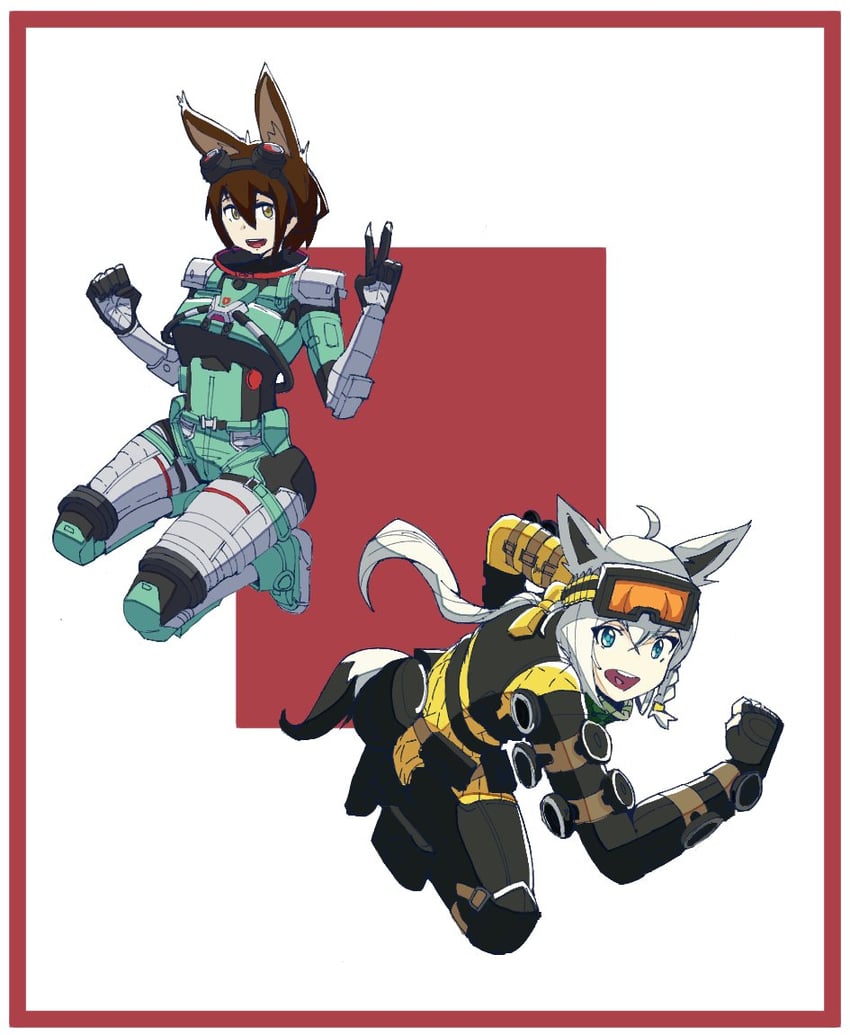 shirakami fubuki, roboco-san, mirage, and horizon (hololive and 1 more) drawn by feilereht