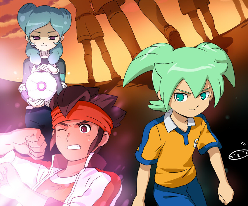 endou mamoru, fei rune, and beta (inazuma eleven and 2 more) drawn by mizuhara_aki