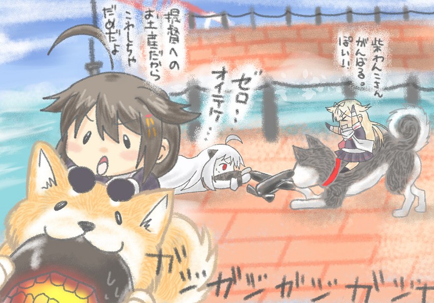 shigure, yuudachi, shigure kai ni, yuudachi kai ni, northern ocean princess, and 1 more (kantai collection) drawn by taisa_(kari)