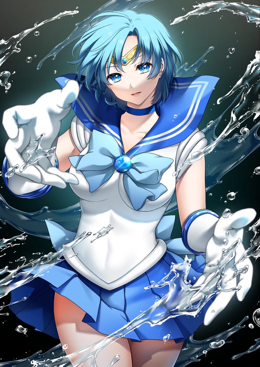 mizuno ami and sailor mercury (bishoujo senshi sailor moon) drawn by abe_hikaru