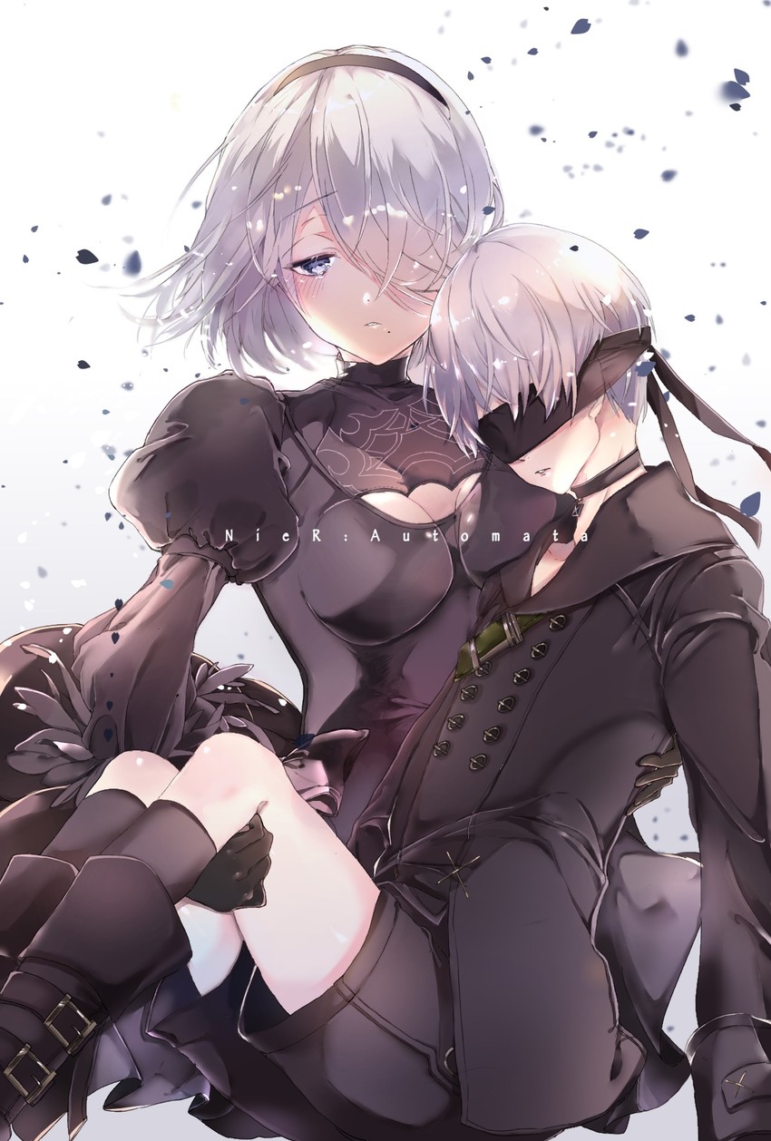 2b and 9s (nier and 1 more) drawn by remyuu_(tensouremuu)