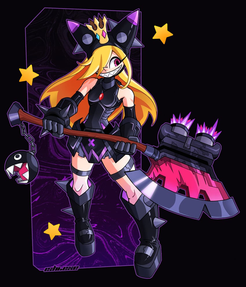 chain chomp and warupeach (mario and 2 more) drawn by ishiexe