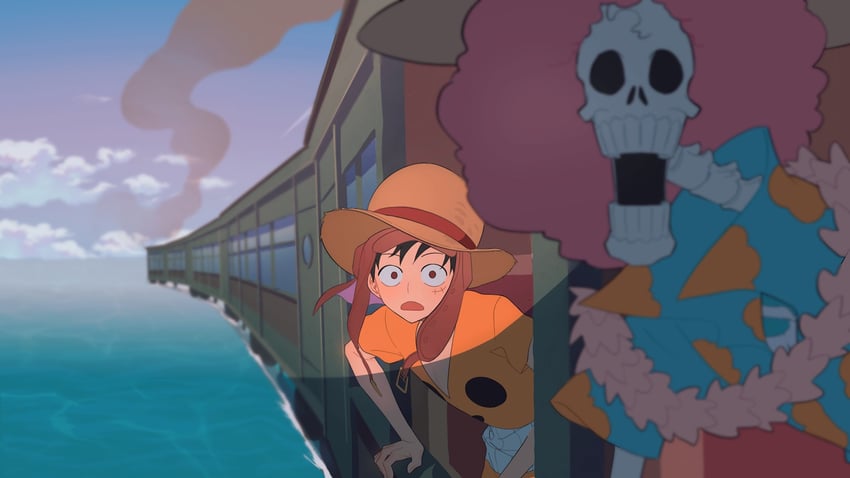 monkey d. luffy and brook (one piece and 1 more) drawn by galiguomin