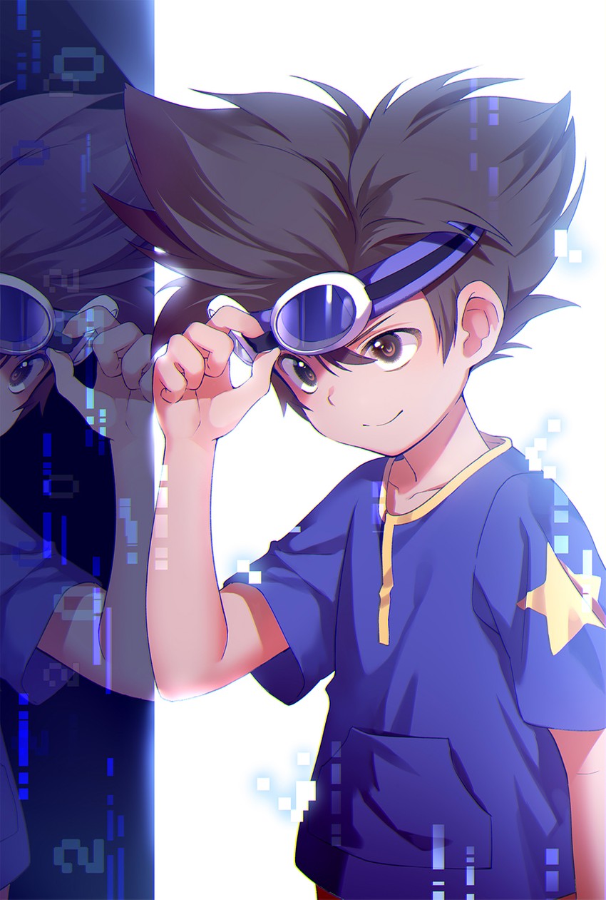yagami taichi (digimon and 1 more) drawn by hmniao