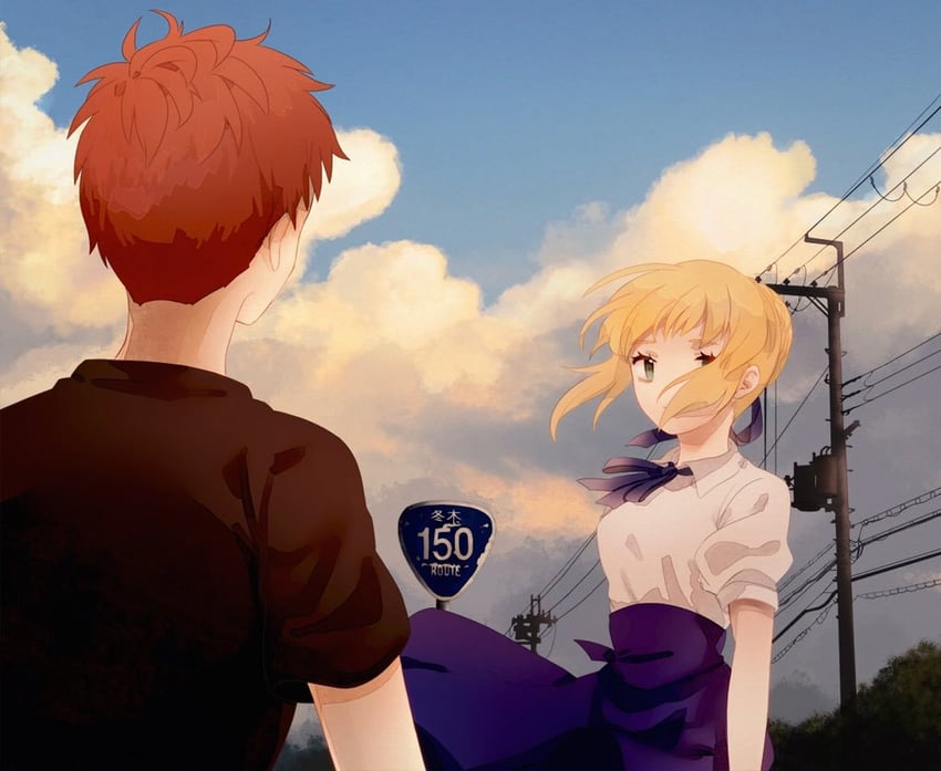 artoria pendragon, saber, and emiya shirou (fate and 1 more) drawn by suzuakks