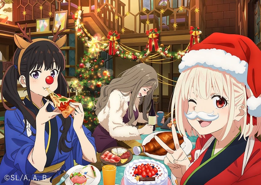 nishikigi chisato, inoue takina, and nakahara mizuki (lycoris recoil) drawn by rr_tdna