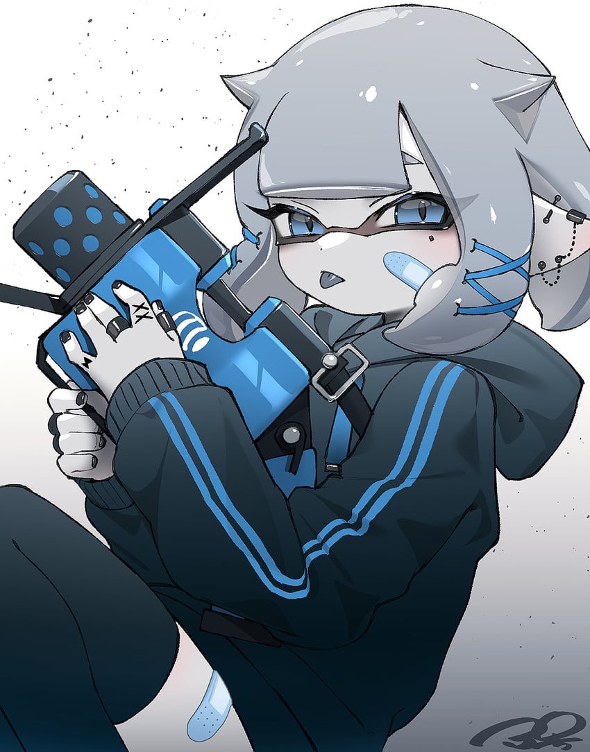 inkling player character and inkling girl (splatoon) drawn by puchiman