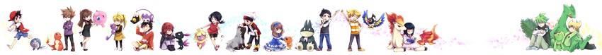 dawn, may, red, ethan, blue oak, and 23 more (pokemon and 1 more) drawn by matsuri_(mattun-00)