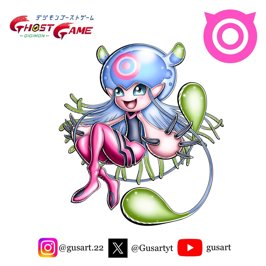 jellymon (digimon and 1 more) drawn by gusart