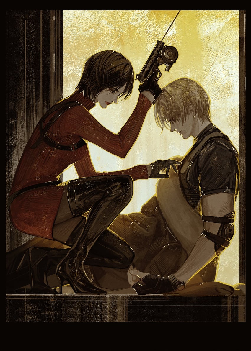 leon s. kennedy and ada wong (resident evil and 1 more) drawn by ringorange_0514