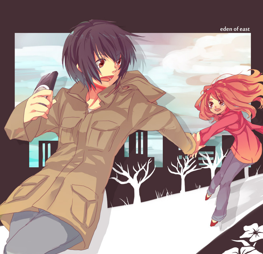 morimi saki and takizawa akira (higashi no eden) drawn by abi