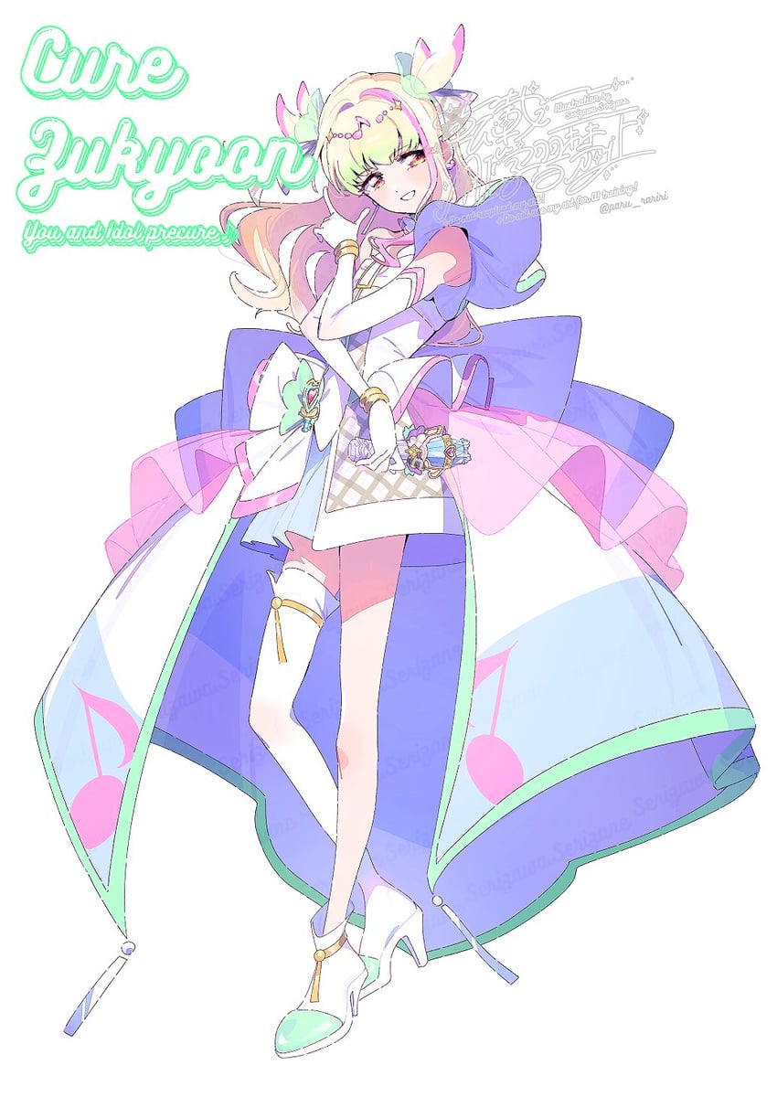 purirun and cure zukyuun (precure and 1 more) drawn by serizawa_serizane