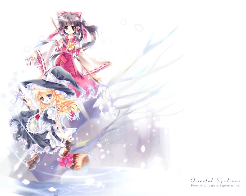 hakurei reimu and kirisame marisa (touhou) drawn by capura_lin