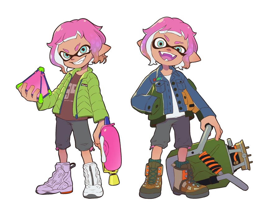 inkling player character and inkling girl (splatoon) drawn by teo_(teorekka)