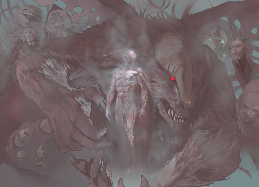 griffith, femto, zodd, and ubik (berserk) drawn by masaki_(ekakiningen)
