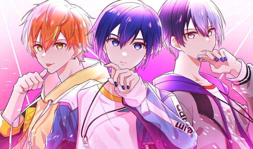kaito, shinonome akito, aoyagi touya, and vivid bad squad kaito (vocaloid and 1 more) drawn by teneko02