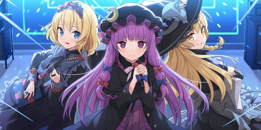 kirisame marisa, alice margatroid, and patchouli knowledge (touhou and 1 more) drawn by tam-u