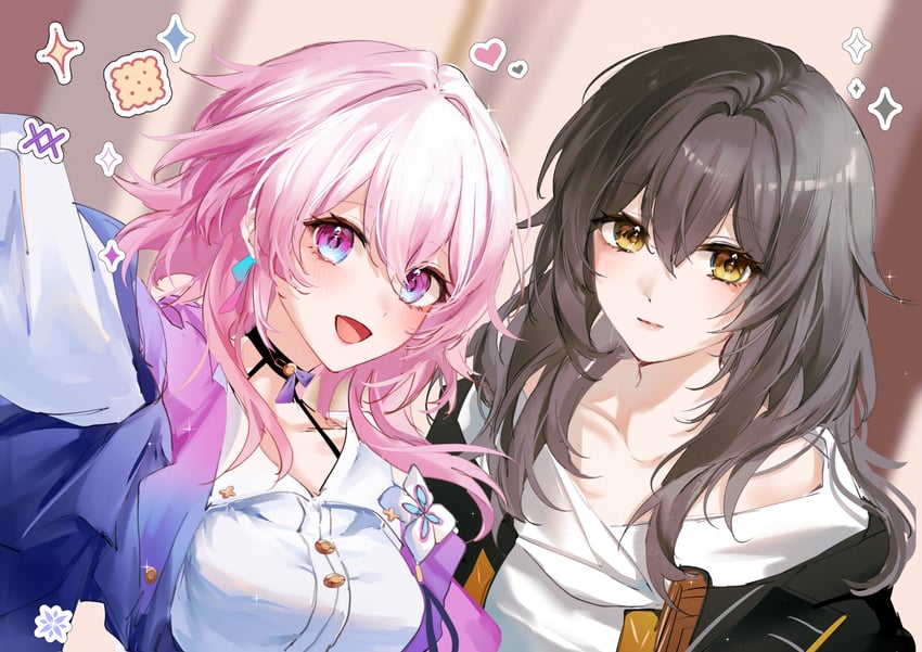 trailblazer, stelle, and march 7th (honkai and 1 more) drawn by kity1211_tetsu