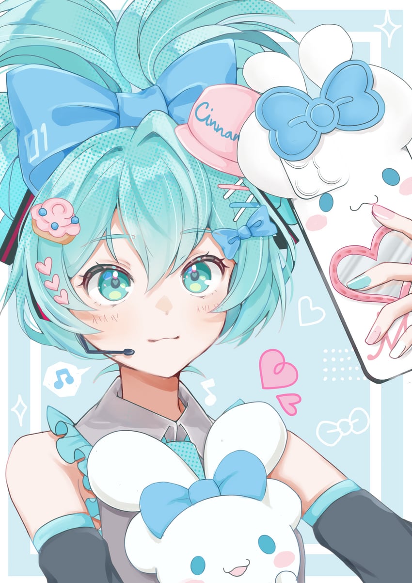 hatsune miku, cinnamoroll, and cinnamiku (vocaloid and 2 more) drawn by mofmama
