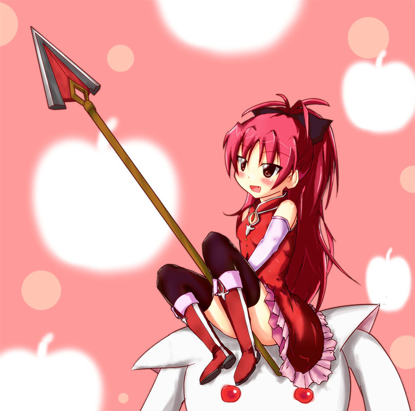 sakura kyoko and kyubey (mahou shoujo madoka magica) drawn by yukinori_(cob)