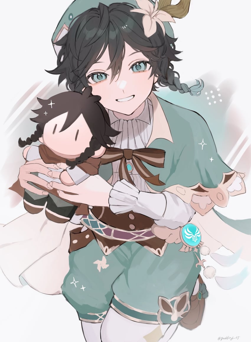 venti and nameless bard (genshin impact) drawn by pudding_15