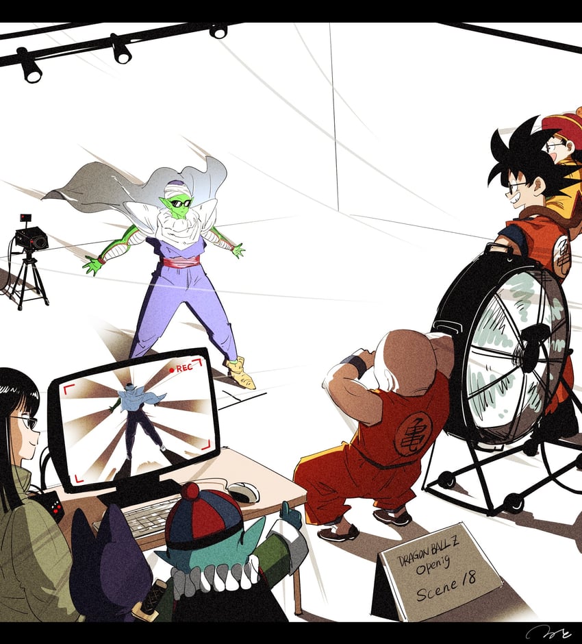 son goku, son gohan, piccolo, kuririn, mai, and 2 more (dragon ball and 1 more) drawn by ruto830