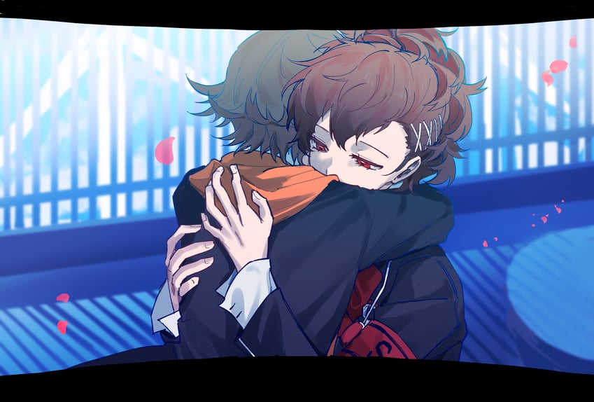 shiomi kotone and amada ken (persona and 2 more) drawn by eca_leaf