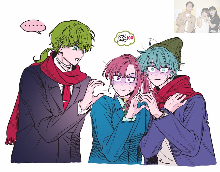 hiyori sou, chidouin sara, and midori (kimi ga shine) drawn by plz_zukzima