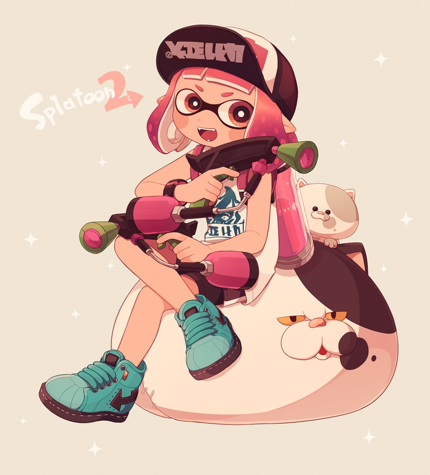 inkling player character, inkling girl, judd, and li'l judd (splatoon and 1 more) drawn by ma-to