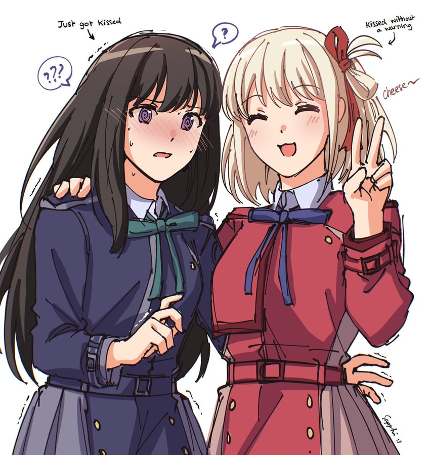nishikigi chisato and inoue takina (lycoris recoil) drawn by sapphi_(sky_dreamsky)