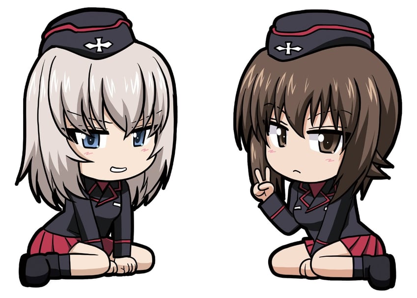 nishizumi maho and itsumi erika (girls und panzer) drawn by kamishima_kanon