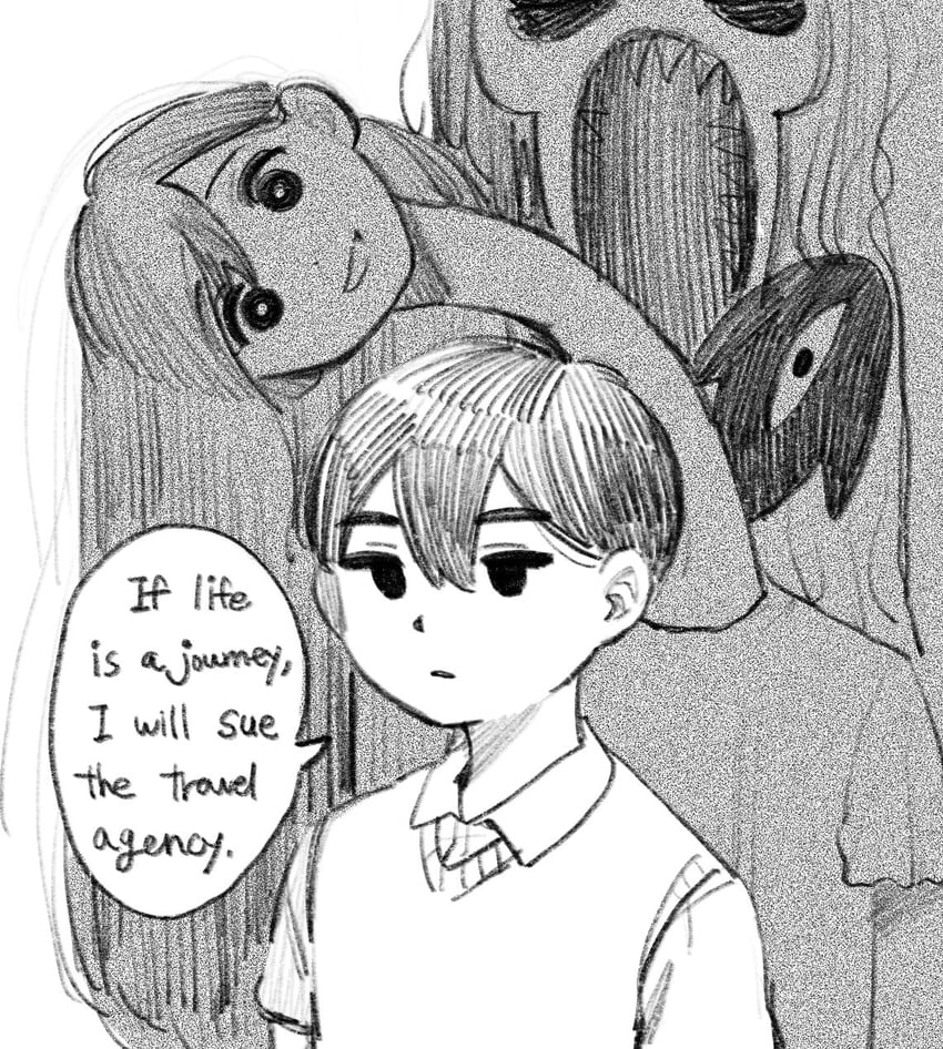 sunny, mari, something, and hellmari (omori) drawn by gokun