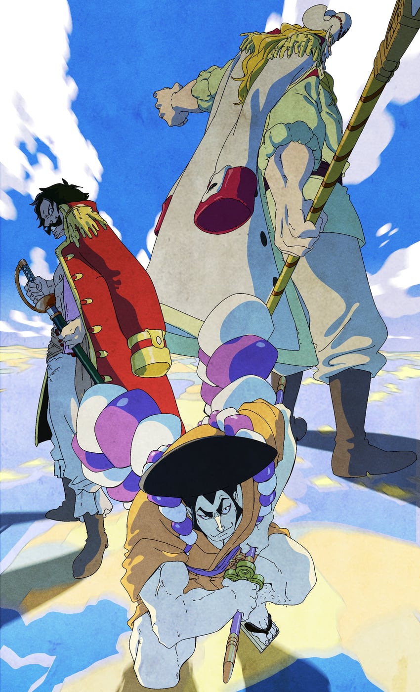 gol d. roger, edward newgate, and kouzuki oden (one piece) drawn by kojima_takashi