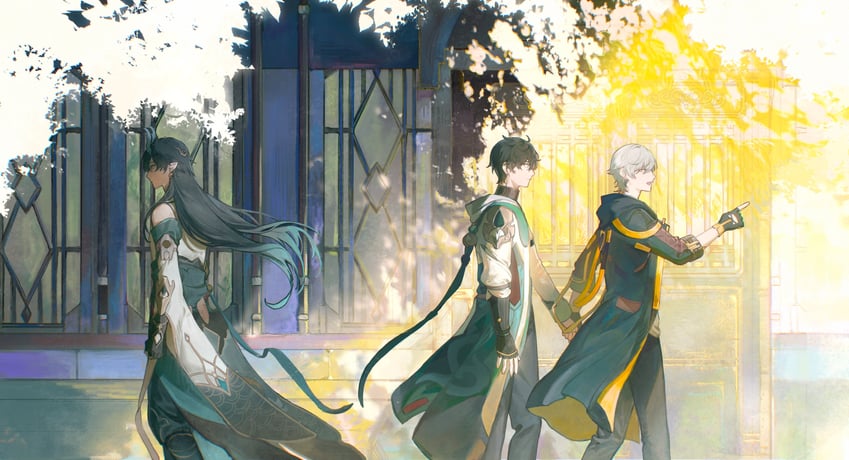 trailblazer, caelus, and dan heng (honkai and 1 more) drawn by tlziyou