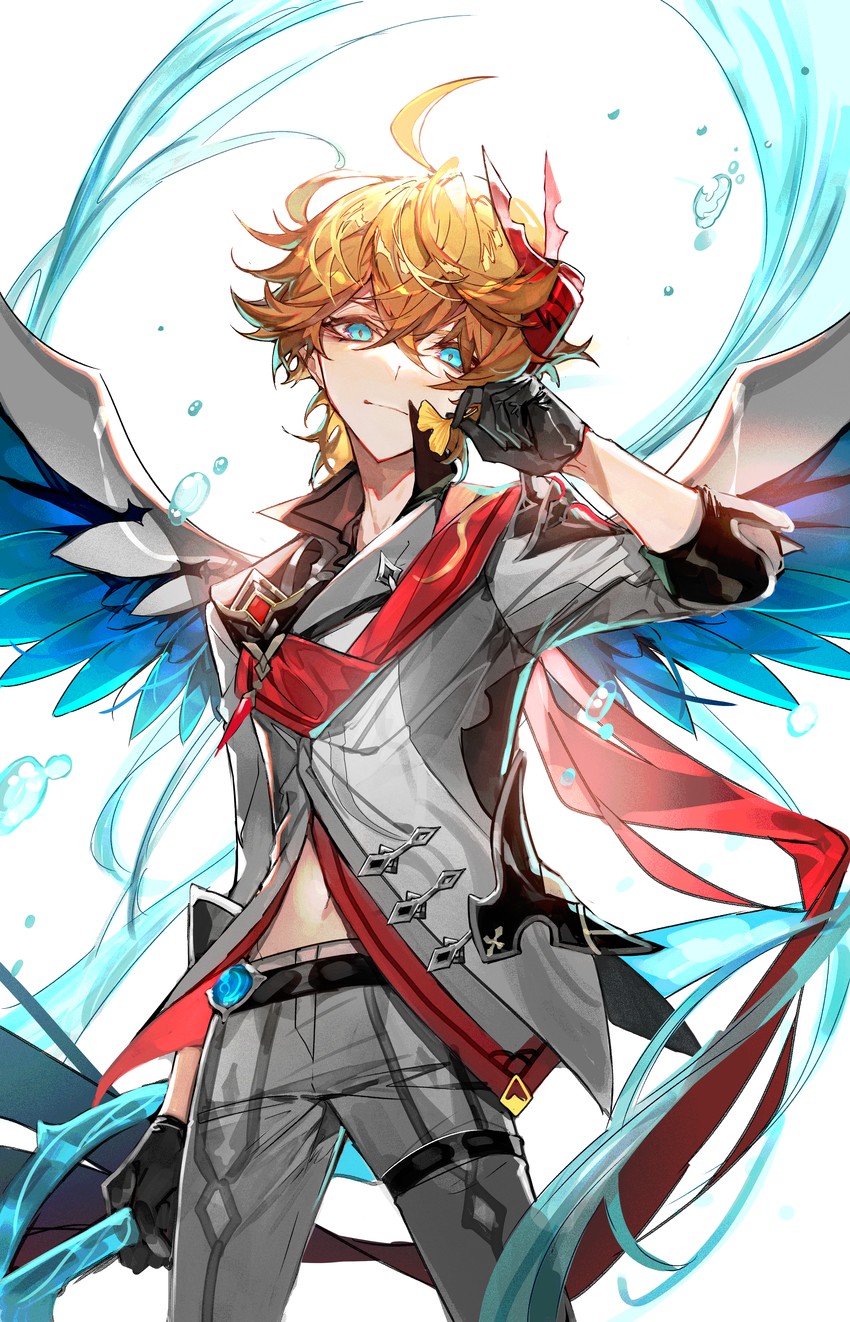 tartaglia (genshin impact) drawn by mura_karuki