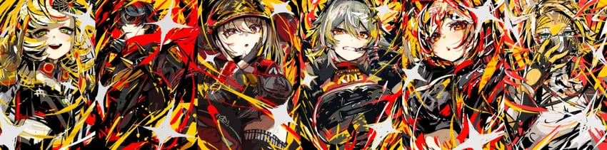 burnice white, luciana de montefio, caesar king, lighter, piper wheel, and 2 more (zenless zone zero) drawn by sanshoku_dango_(shukosuko)